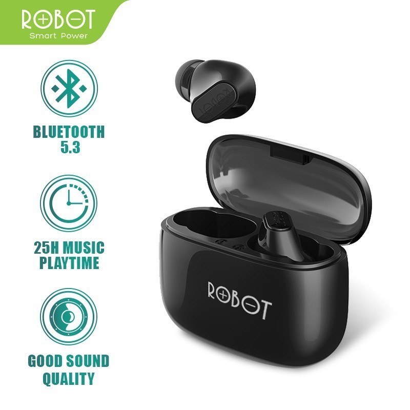 Robot T20S Headset Wireless Earphone Bluetooth 5.3 Airbuds TWS Black