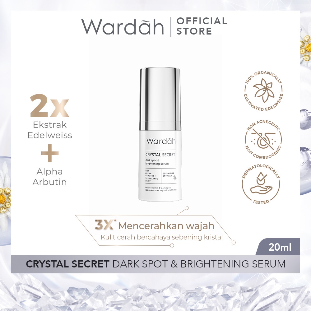 WARDAH CRYSTAL SECRET DARK SPOT & BRIGHTENING SERUM 20 ML - SERUM DENGAN EKSTRAK EDELWEISS - MENCERA