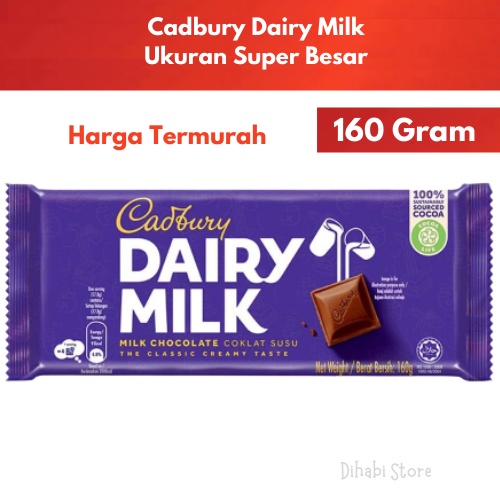 

Cadbury Dairy Milk Chocolate 160 Gram Super Besar Cokelat Cadbury
