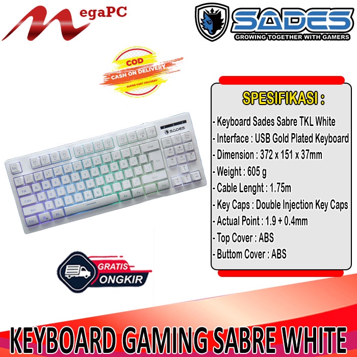 Keyboard Gaming Sades Membyrane TKL Sabre