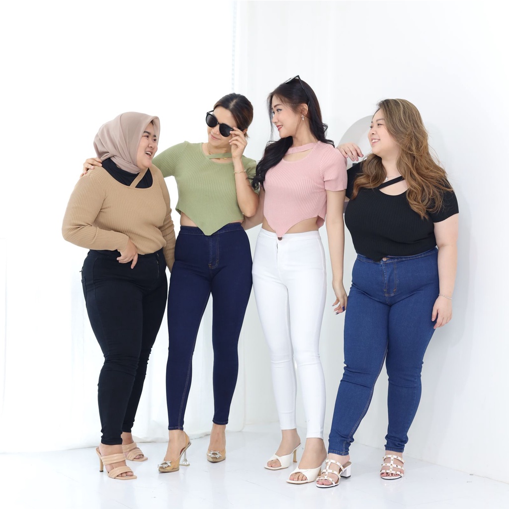 CELANA WANITA UKURAN NORMAL &amp; JUMBO HW BASIC PLAIN JEANS