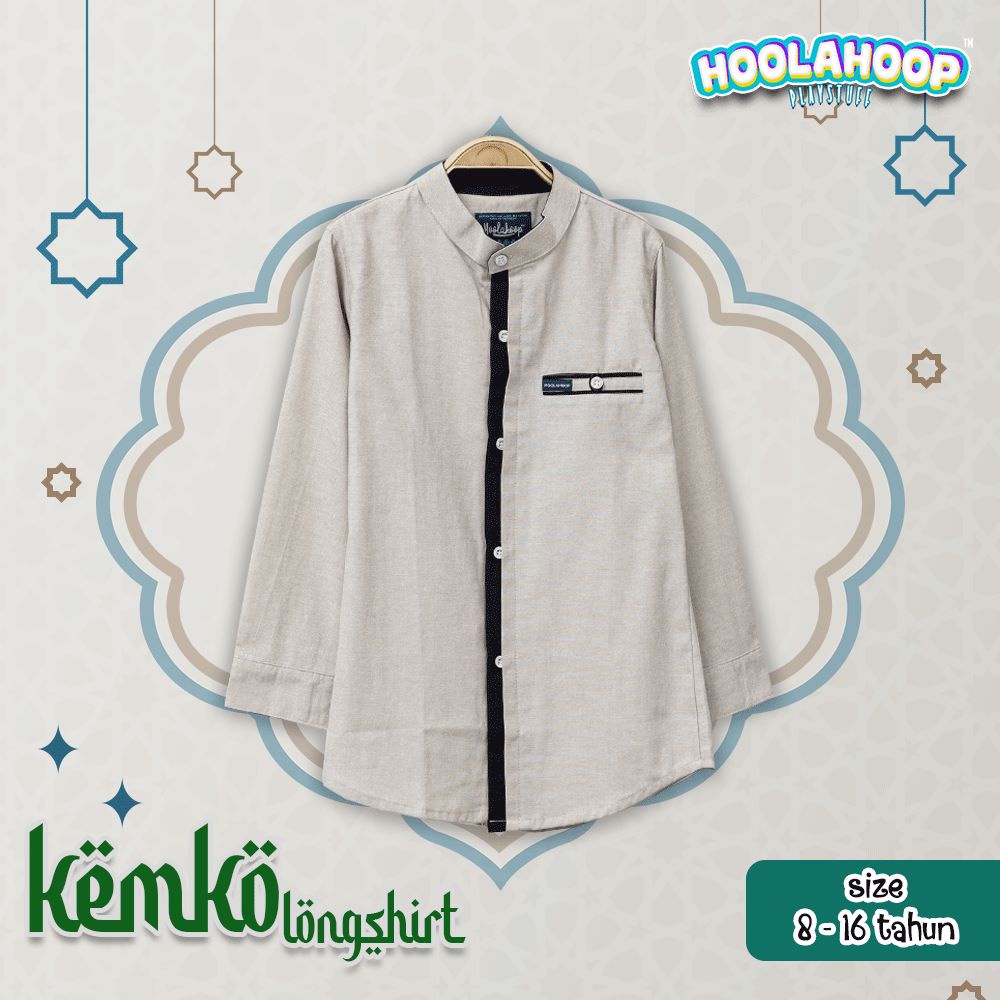 Hoolahoop Kemko Longshirt Series - Kemeja Koko Remaja Anak Laki Laki - Baju Lebaran Cowok Lakilaki Usia 8 10 12 14 16 Tahun