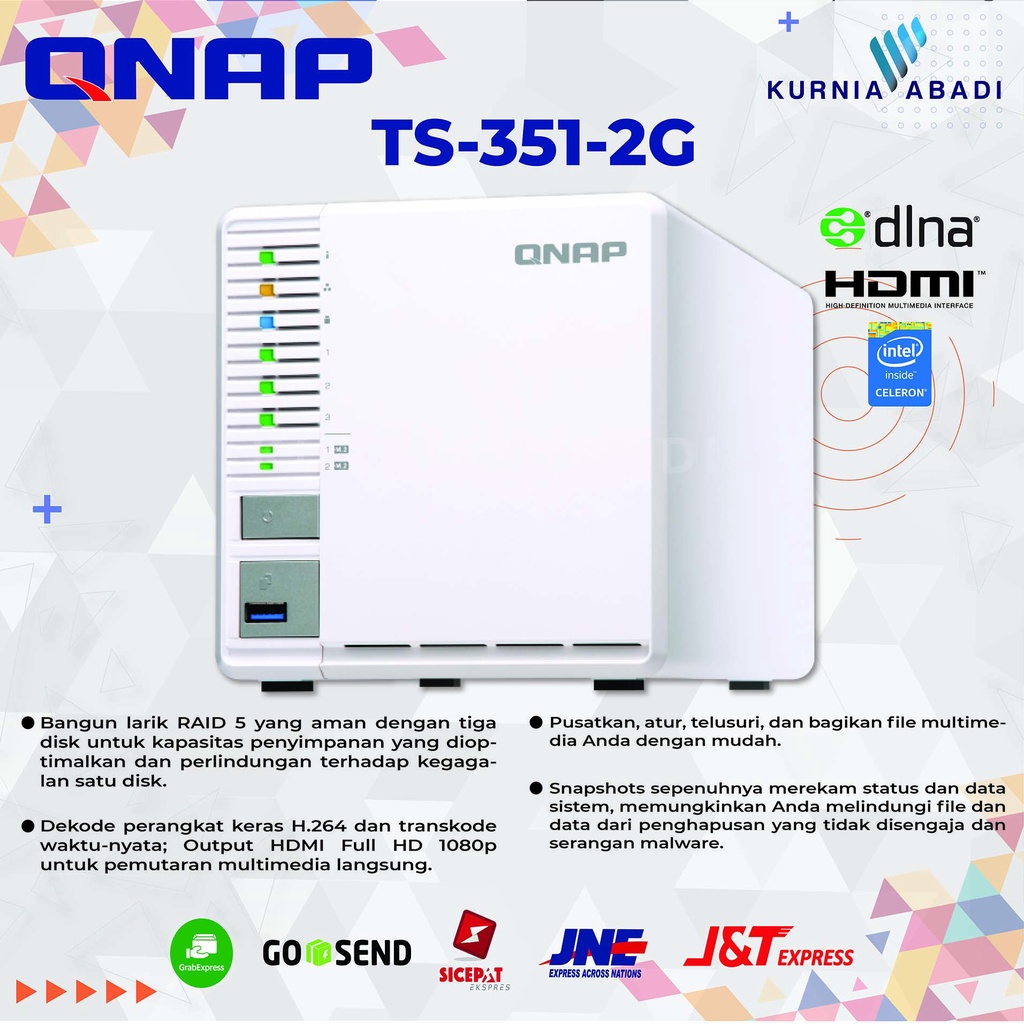 QNAP TS-351-4G 4GB RAM 3-Bay NAS EXC DISK Intel Celeron Quad Core NAS