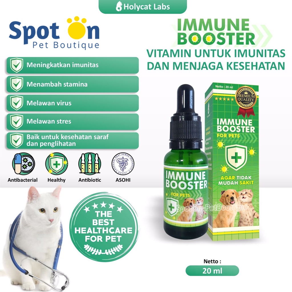 Vitamin Imun Tetes Premium 20ml by Holycat Labs | Immune Booster Kucing &amp; Anjing | Menjaga Stamina Anti Virus Stress