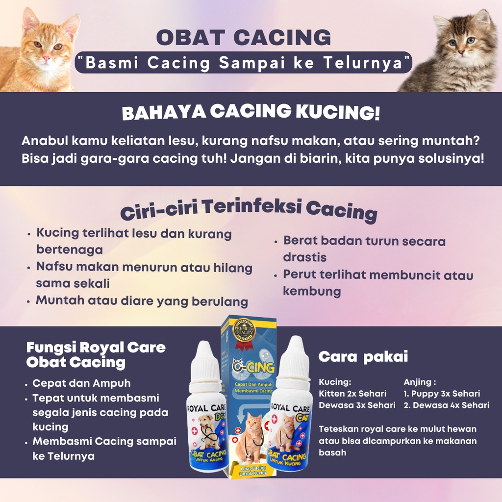 Royal Care Obat Cacing 10ml | Obat Kucing &amp; Anjing by Royal Cats | Mengatasi Cacingan