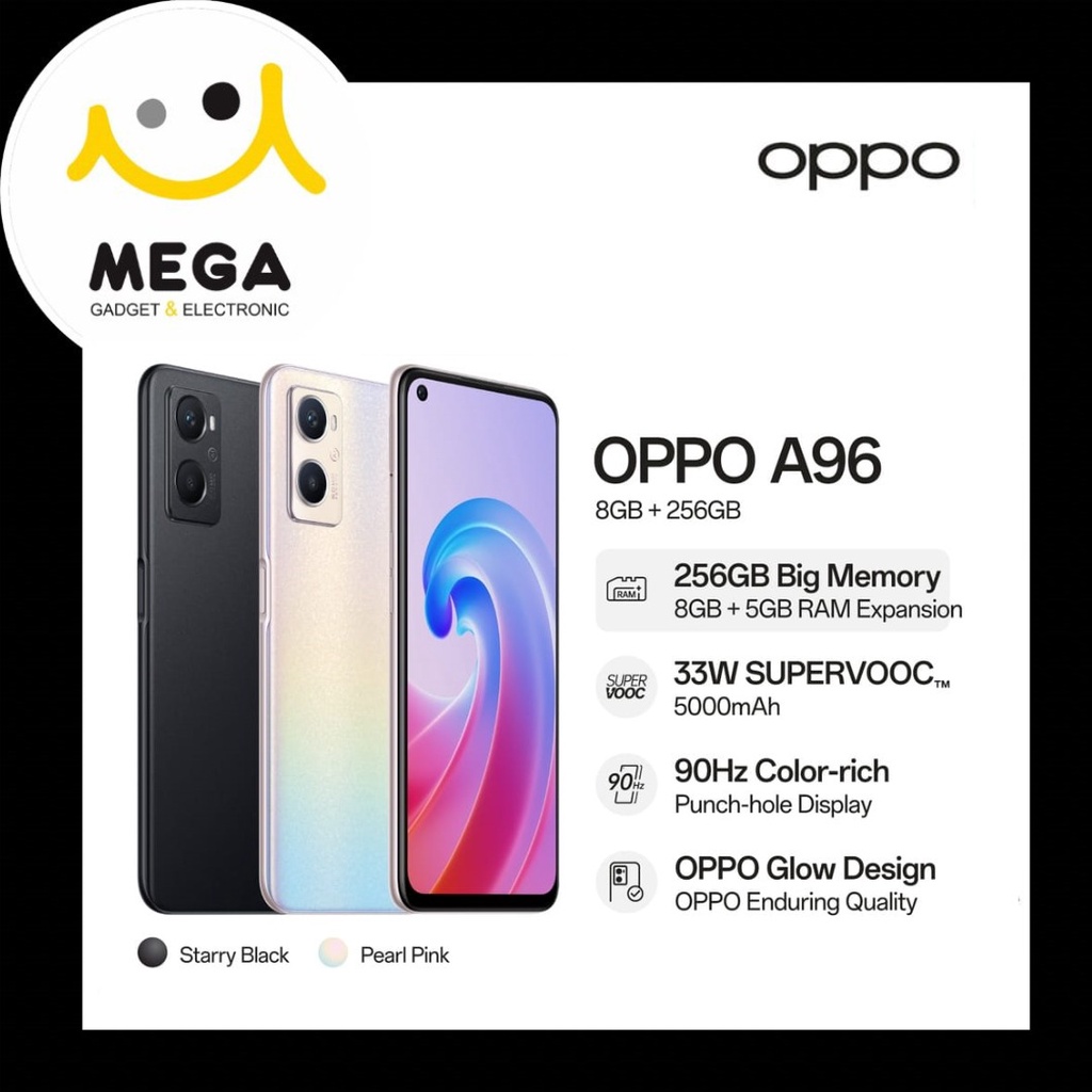 Oppo A96 8GB + 256GB Garansi Resmi Oppo Indonesia