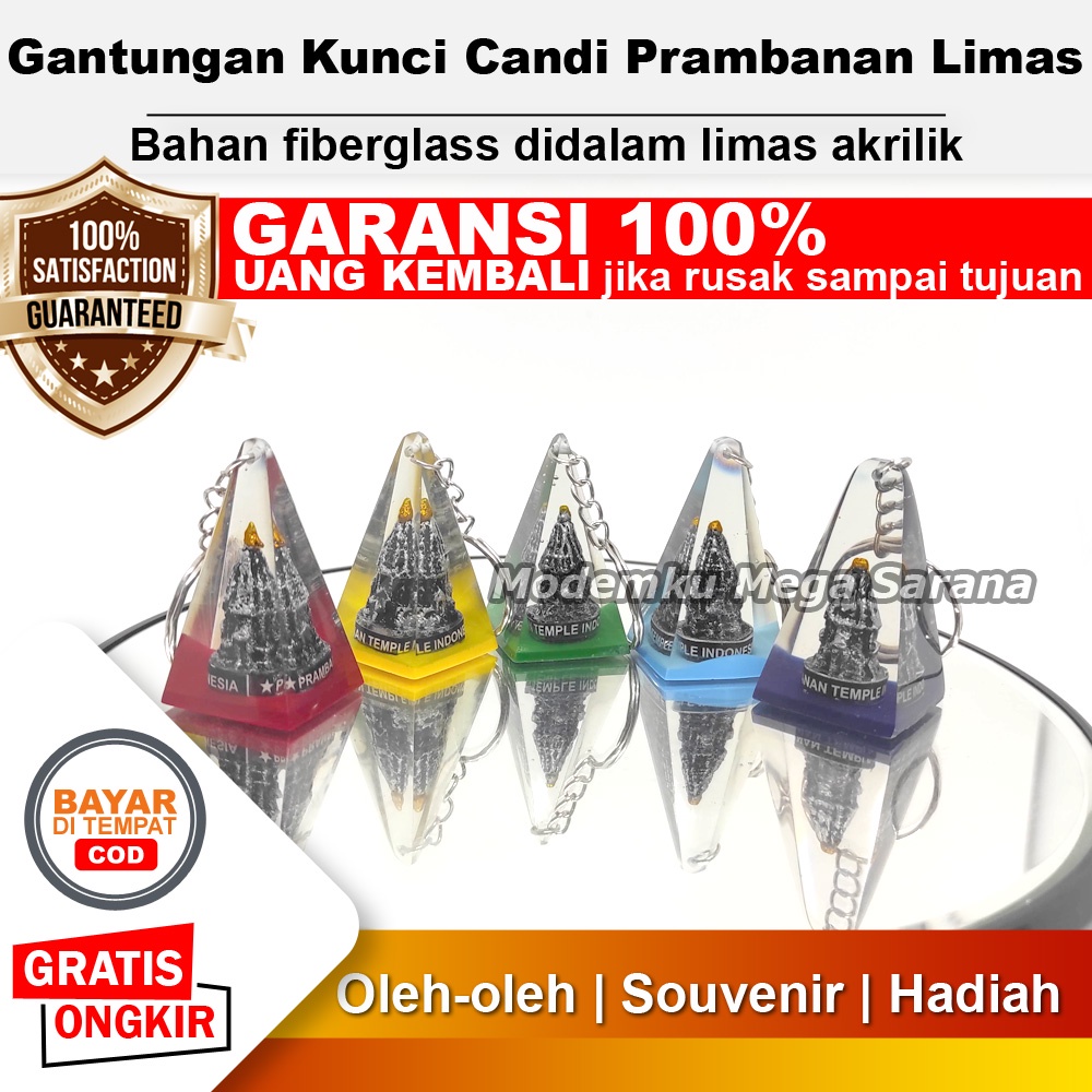 Souvenir Gantungan Kunci Candi Prambanan Limas Fiberglass Akrilik