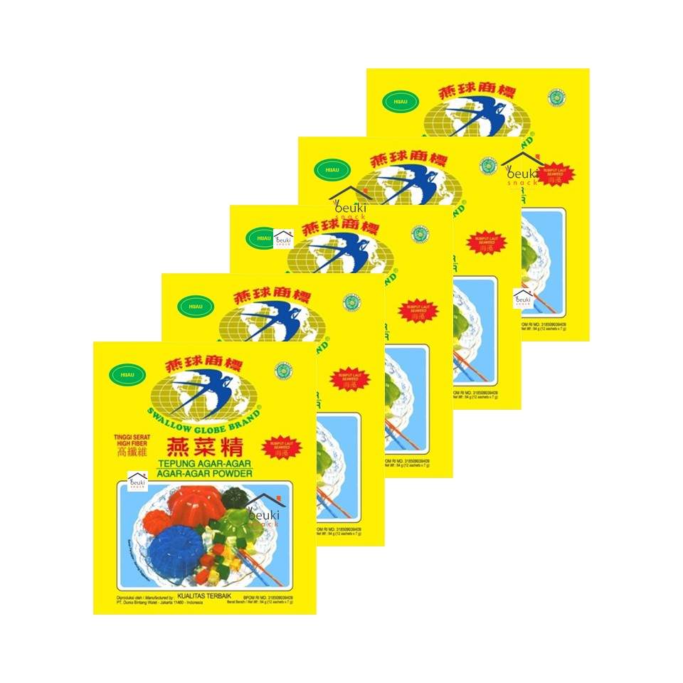 

5PCS Agar Swallow Green Globe Brand Asli Warna Hijau Jelly Powder