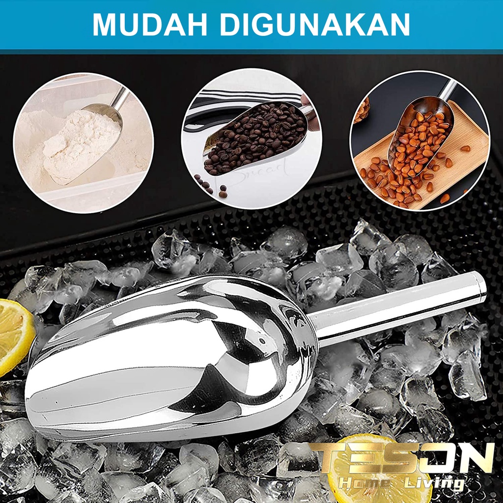 Sendok Sekop Es Batu Stainless Skop Serokan Beras Tepung Ice Scoop