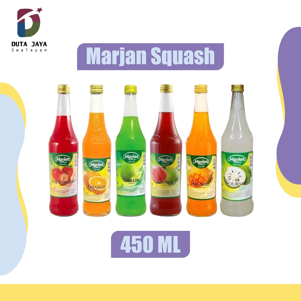 Sirup Marjan Squash Syrup Cocoandan, Strawberry, Orange, Melon, Jabu Biji, Mango, Sirsak 450 ML