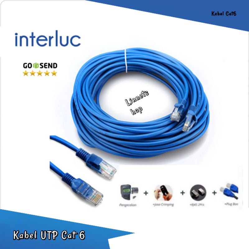 Kabel LAN Indoor UTP Cat 6 Interluc Panjang 40 meter Siap Pakai