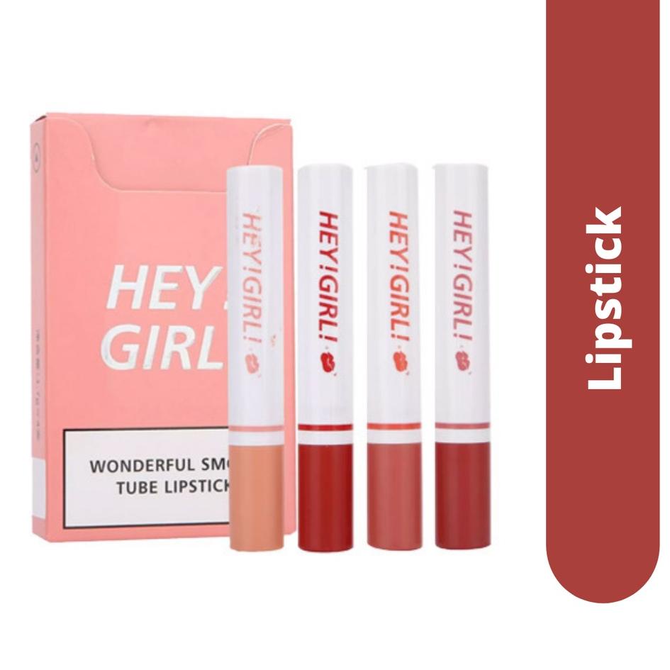 Promo [4 Pcs]HEY GIRL LIPSTICK KOREA Lipstik / lip glasir lipstik tahan air portabel Lipstick - canc