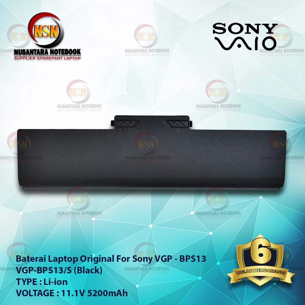 Baterai Original Sony VGP BPS13/B, VGP 13A/B Series Black 11.1V 5200mAh