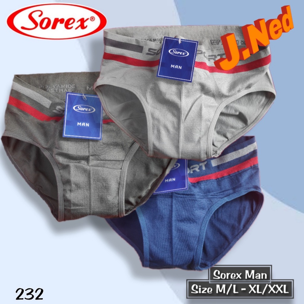 J232T 3PCS SOREX CELANA DALAM PRIA IMPORT SIZE M - XXL