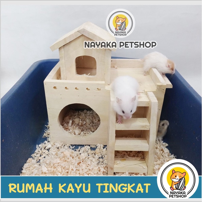 Rumah Hamster Kayu Tingkat Kandang Syrian Tupai Wooden Home House Sarang Hewan