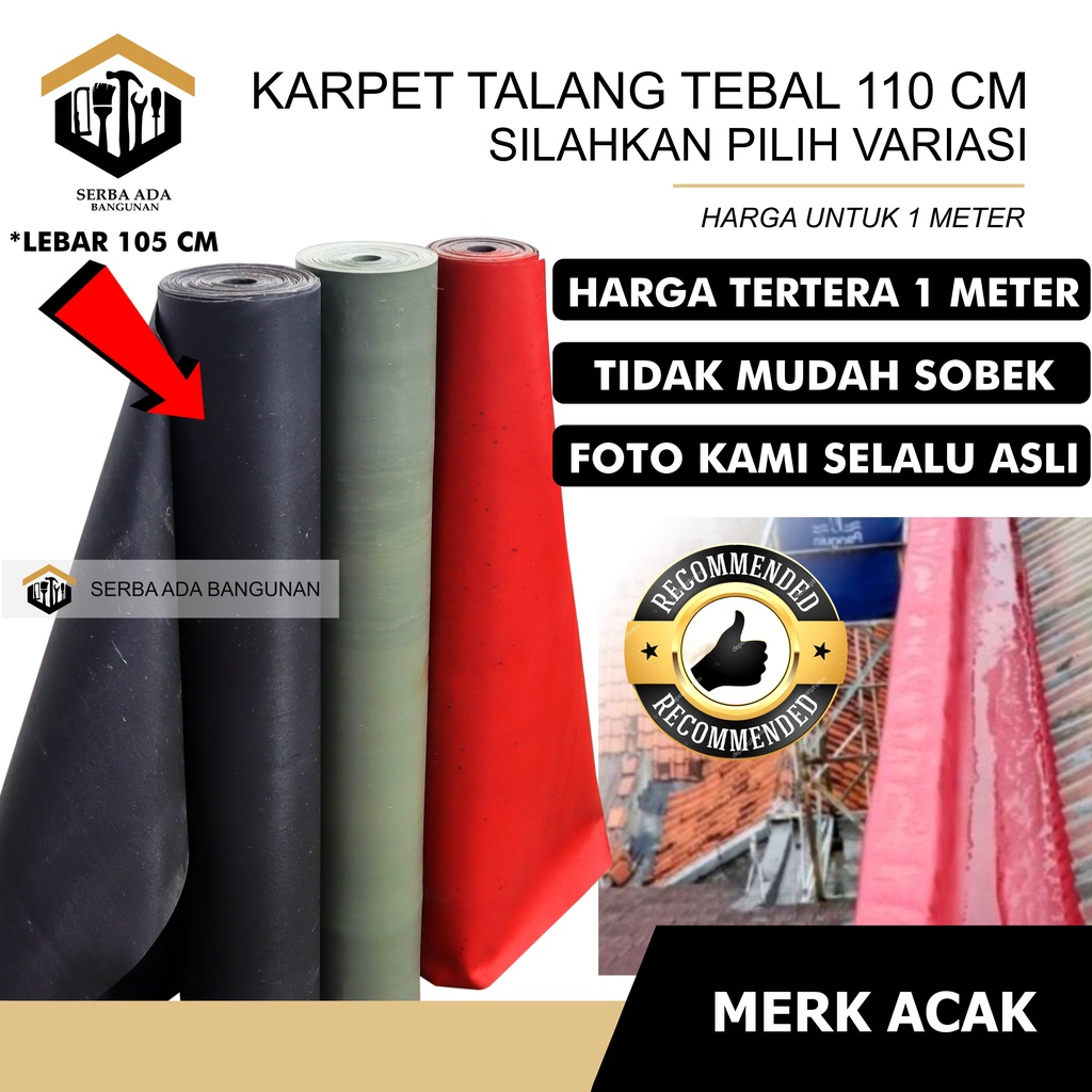 Karpet Talang Air Per Meter 110 (106 cm) Merah Hitam Hijau Pabrikan READY!!