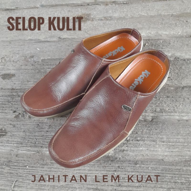 selop pria kulit/ sepatu sandal kulit/ sepatu bustong/ sandal sepatu pria kulit/ COD bayar ditempat