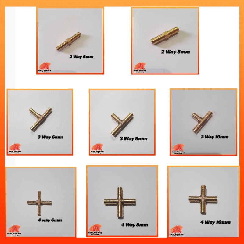 Sambungan Selang Kompresor Fitting konektor Untuk Udara Air / 2 Cabang / 3 Cabang / 4 Cabang / Bahan