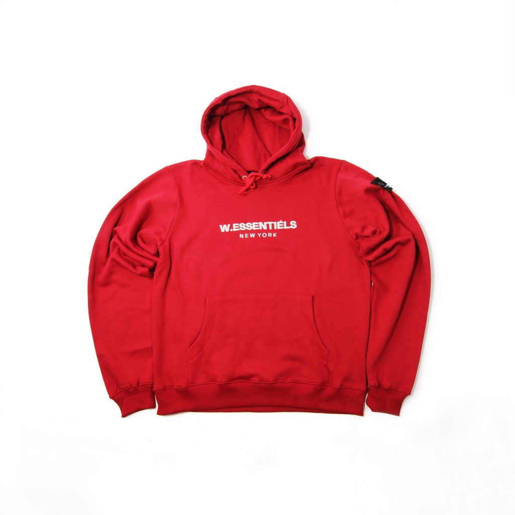 W Essentiels New York Hoodie Mid Logo Maroon - 100% ORIGINAL RESMI