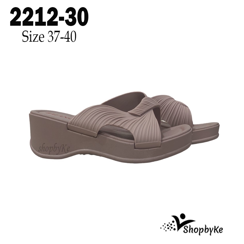 Sandal Selop Wanita Wedges Karet FASHION BALANCE Motif Ban 2212-30 Warna Hitam, Salem, dan Coklat Size 37-40