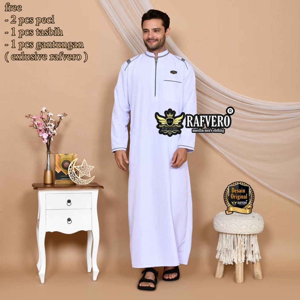 Jubah Pria Dewasa Al Haramain - Gamis Pria Lengan Panjang Polos - Jubah Pria Putih - Jubah Muslim Pr