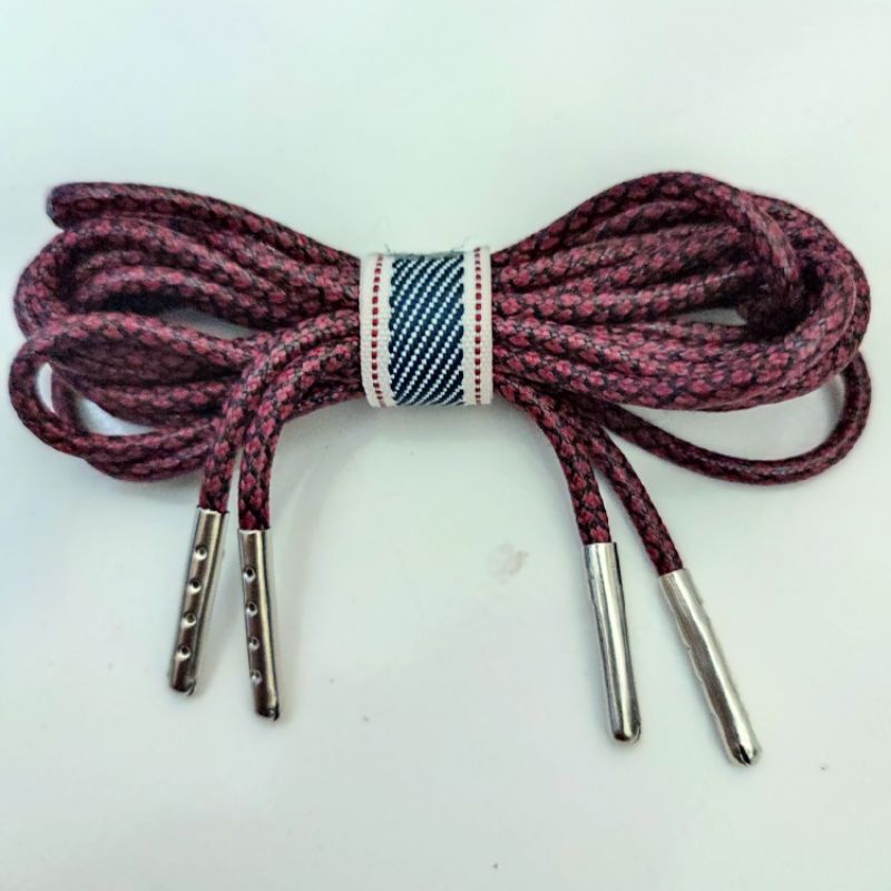 tali sepatu lilin. waxed motif merah.  diameter tali 3mm