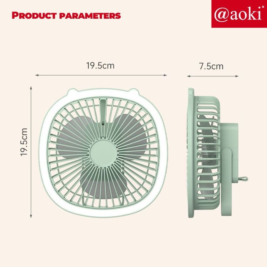 Kipas Angin Emergency Aoki Dengan lampu Ringlight 8 inch AF-809Y