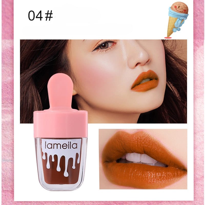 HER Lip Glow Lip Gloss Glitter Lipstik Liquid Cair Dragon Ranee-ICE CREAM 04
