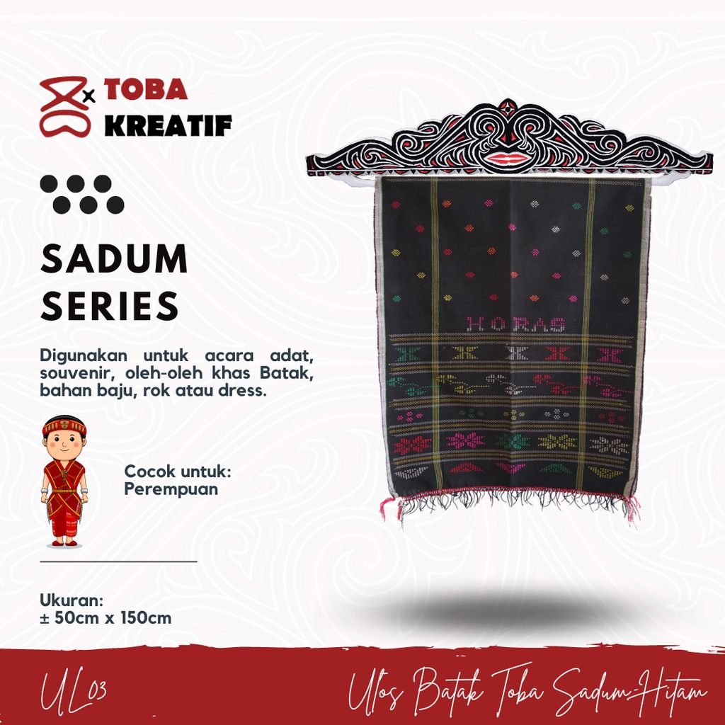 Kain Ulos Batak Toba Sadum Hitam