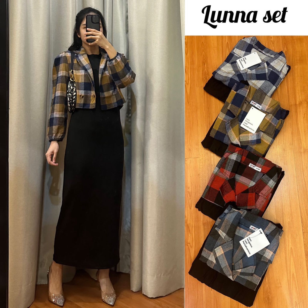 TASYA KNIT SET 2IN1 - INER ANYA KNIT RAJUT OUTER FLANEL KOTAK