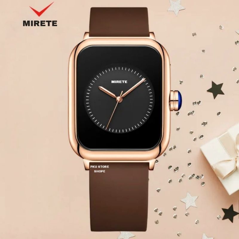 MIRETE Watch Jam Tangan Wanita Original Tahan Air Strap Silikon Model Persegi Import Mewah Elegan Sporty Berkualitas Murah | Jam Tangan Fashion Cewek Realpict Dijamin Sesuai Foto