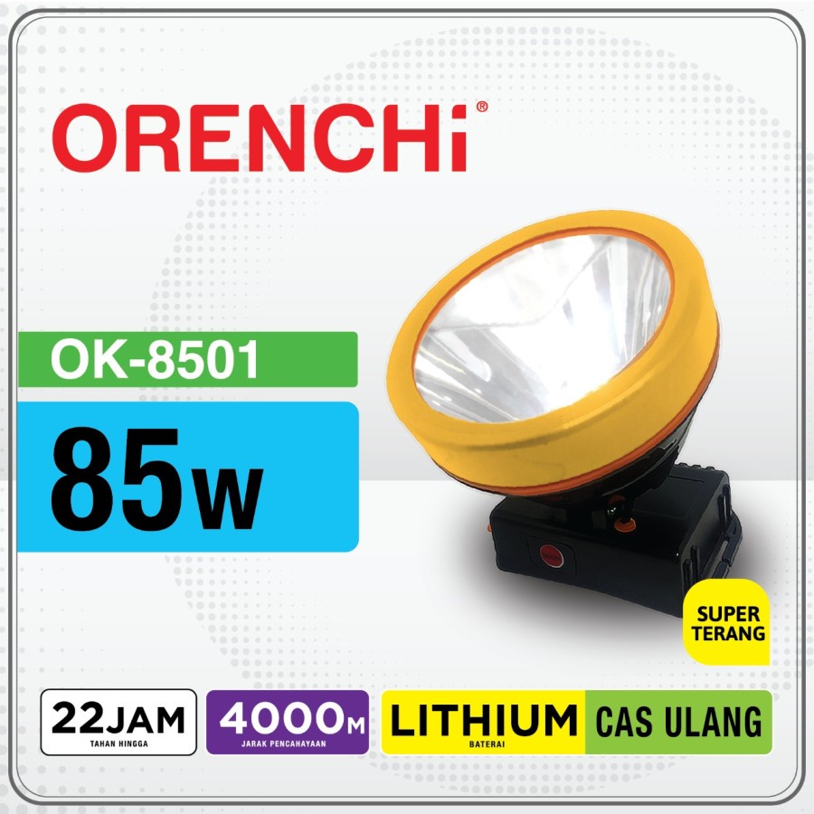 Orenchi/Tesla Senter Kepala LED Lithium OK-8501 LAMPU PUTIH 85 Watt