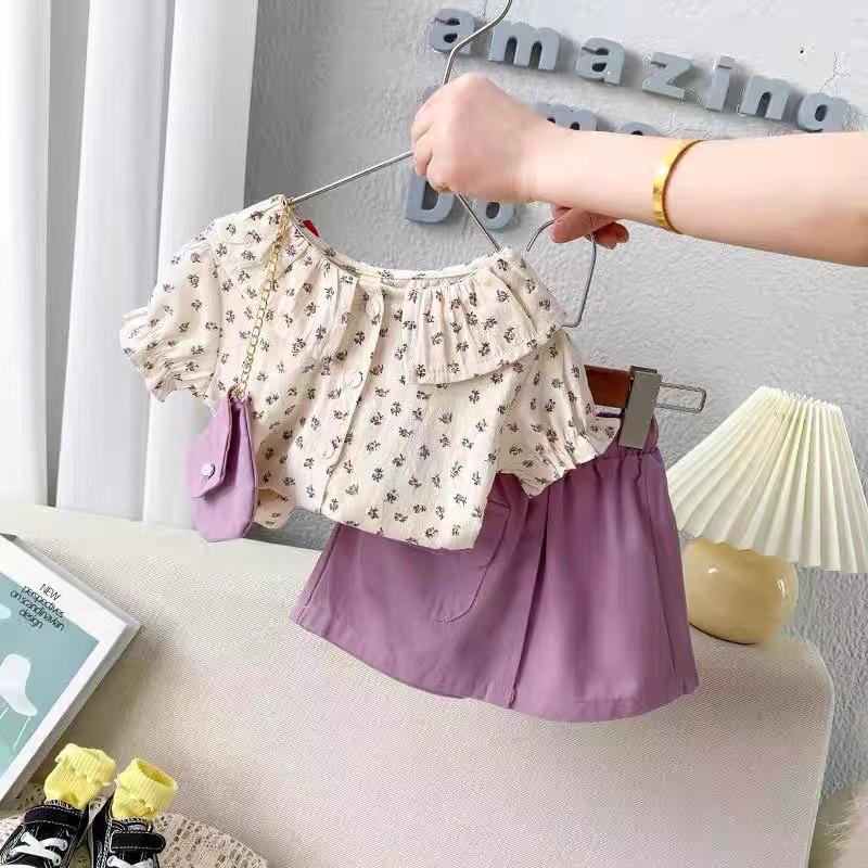 LittleAaron SET PERIWINKLE BAG EBV Setelan anak perempuan baru/versi Korea/baju anak perempuan