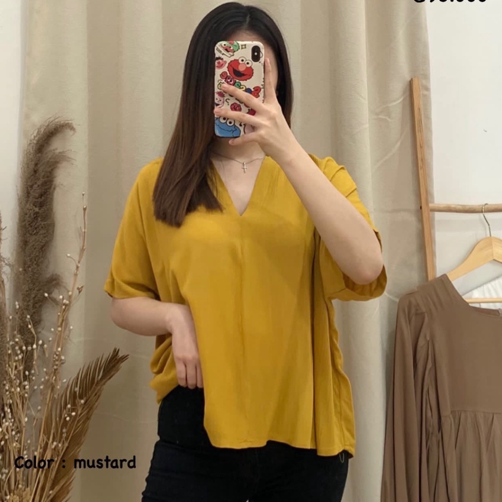 baju atasan wanita crinkle airflow premium lengan pendek terbaru blouse santai sehari-hari kekinian