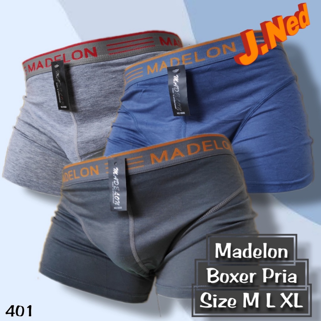 J401 MADELON Celana Dalam Pria Boxer SIZE M, L, XL