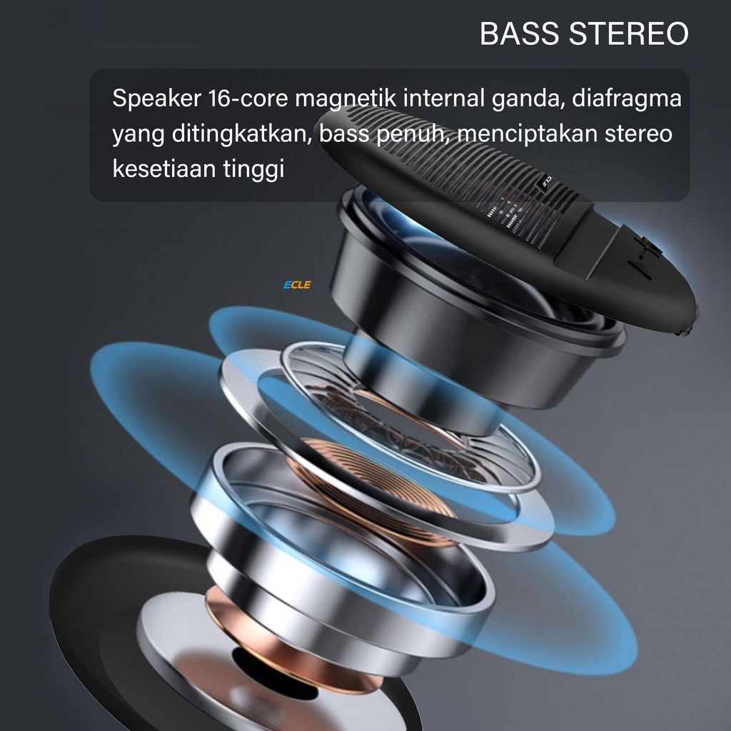 Wireless Speaker Bluetooth Phone Holder 2 In 1 Bass Audio 1200 mAh Musik Portable Round Speaker