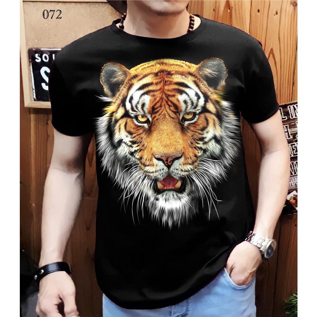 Kaos Distro Pria Motif Macan Full face / Ready size JUMBO XXL / Shalch Trendy