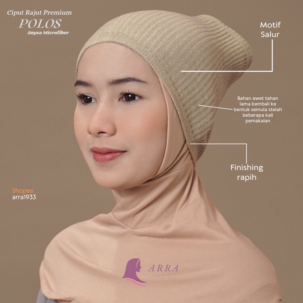 Ciput Rajut Premium Anisa Microfiber Polos Motif Salur Inner Bandana