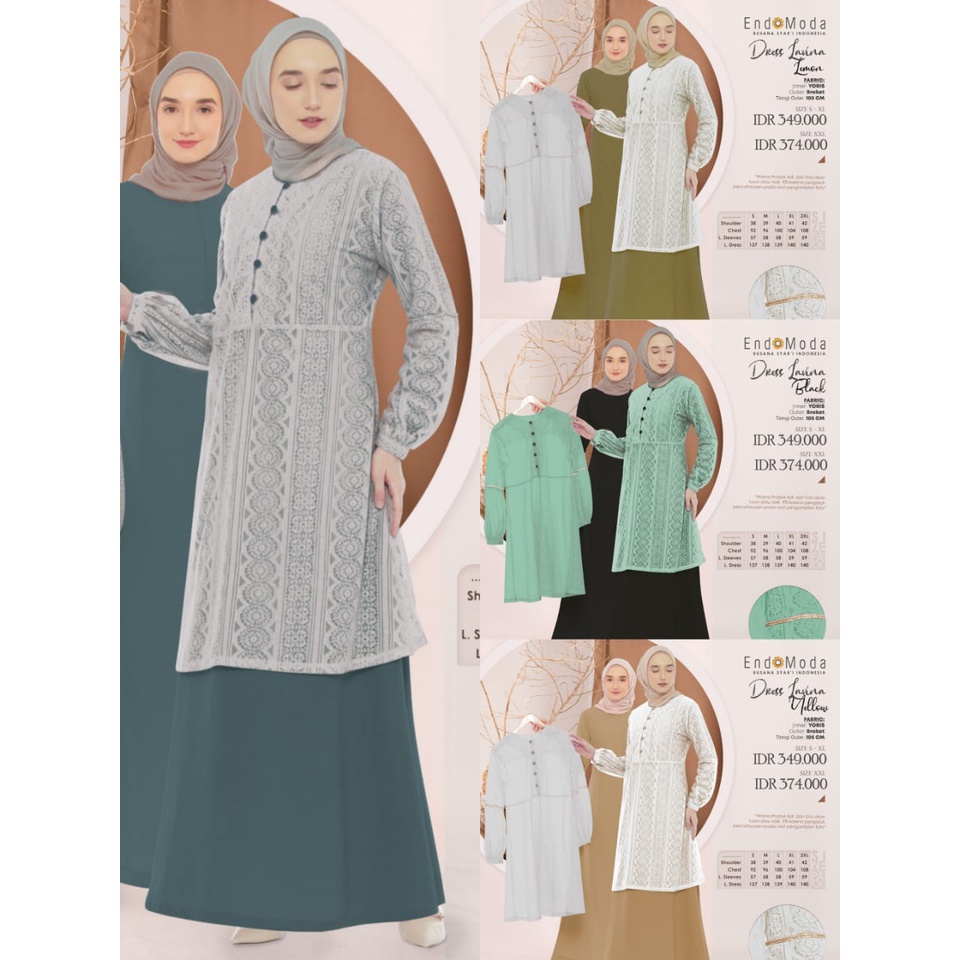 Dress Borkat Wanita Muslimah Lavina by Endomoda - Gamis Pakaian Wanita plus outer modis dan elegance