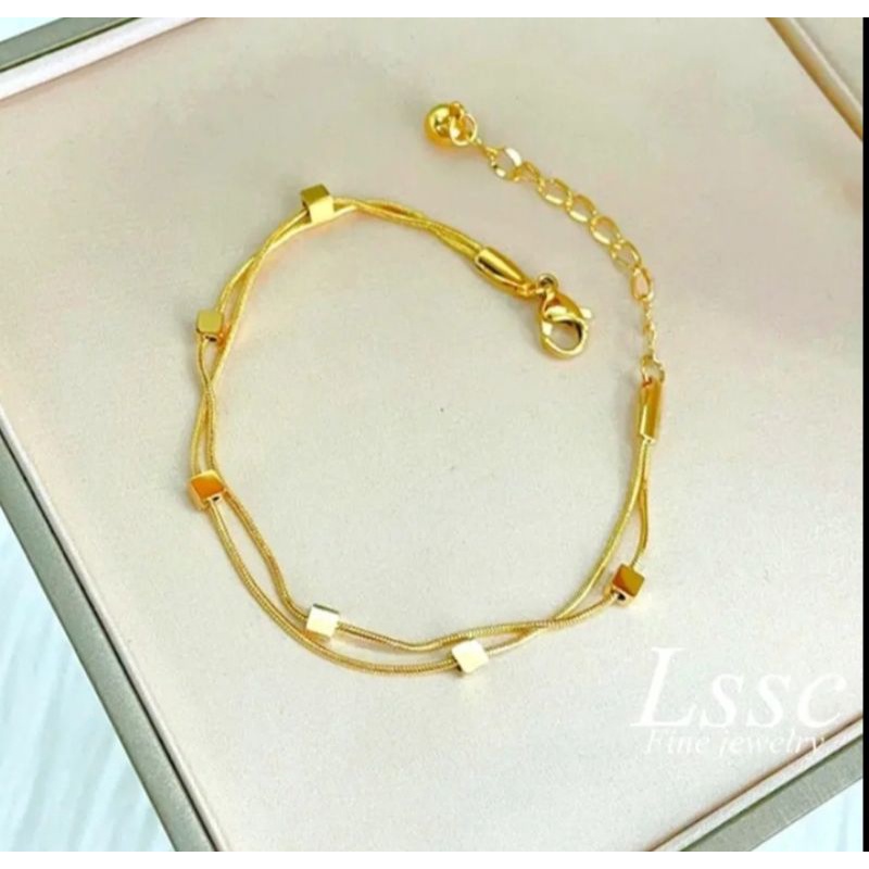 Gelang kaki titanium asli berlapis emas terbaru