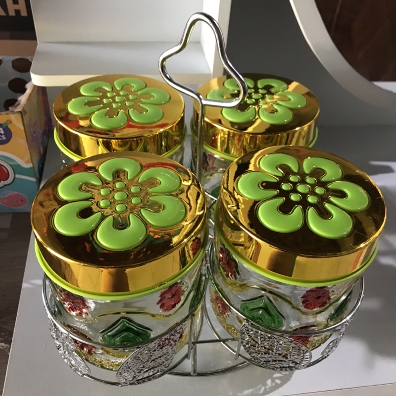 TOPLES KACA ISI 4 + RAK / TOPLES IDUL FITRI / TOPLES LEBARAN