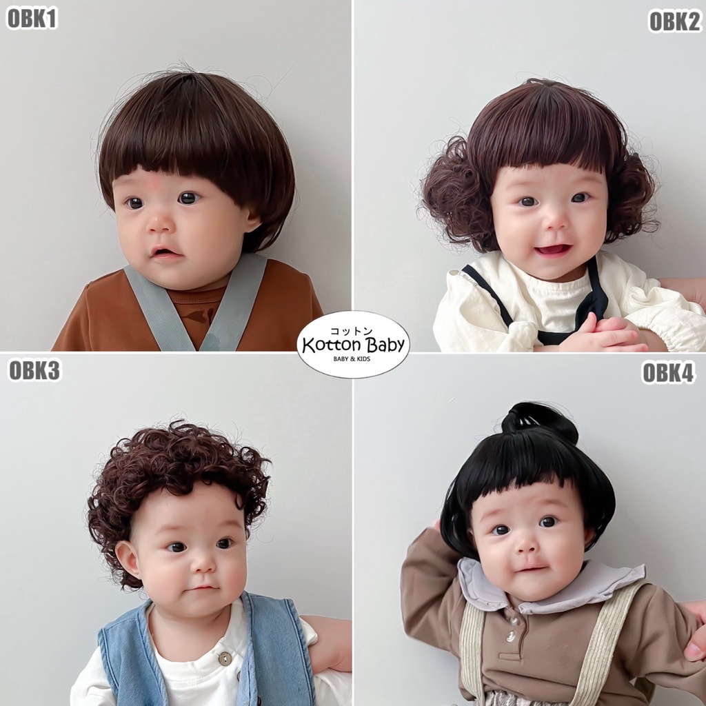 0-3 thn || Topi Wig Korea Bayi Rambut Palsu Newborn Anak Polos Kupluk Karakter Lucu Emen Anak Impor Catalog OIMG OBK