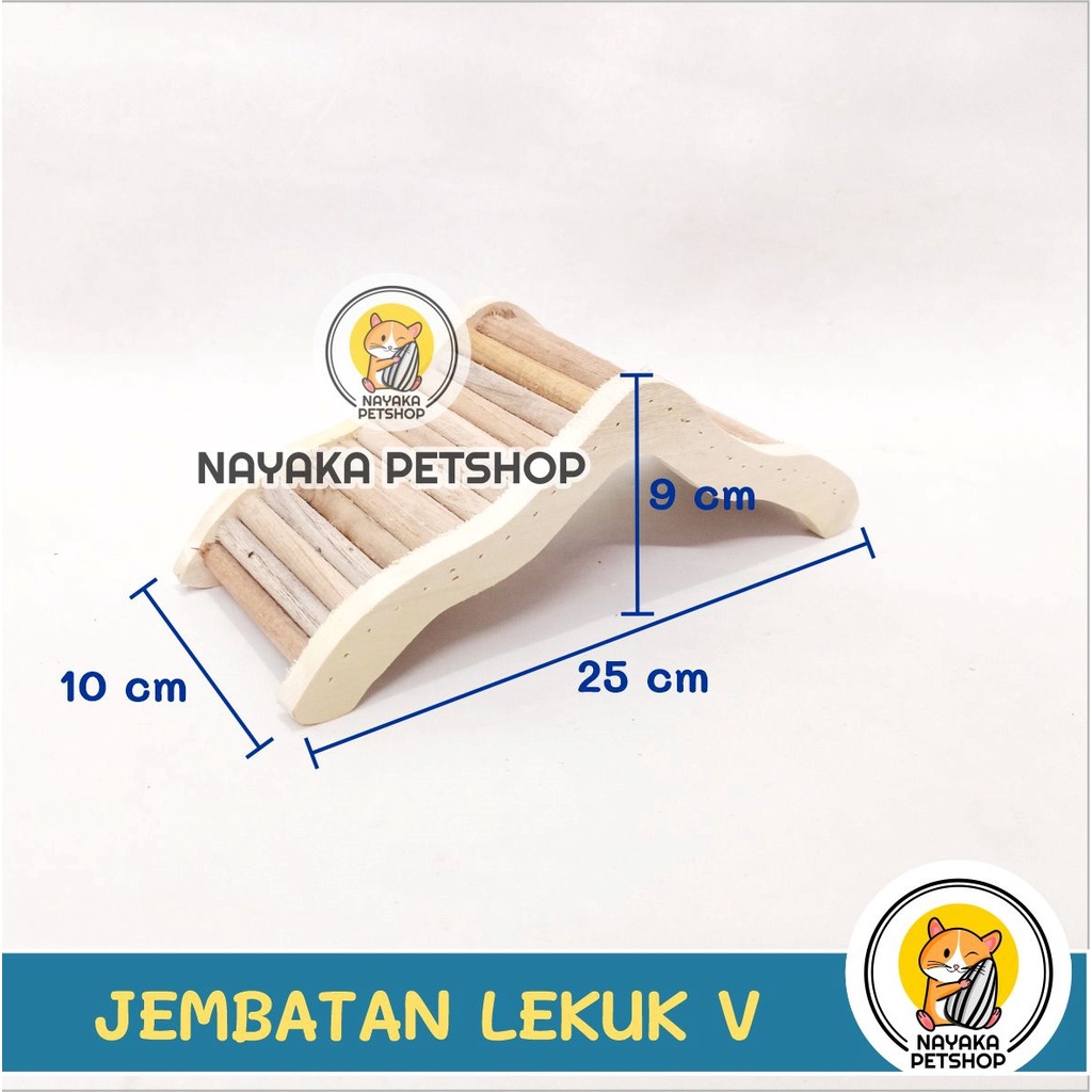 Jembatan Kayu Hamster Lekuk V Besar Wood Bridge Mainan Hewan