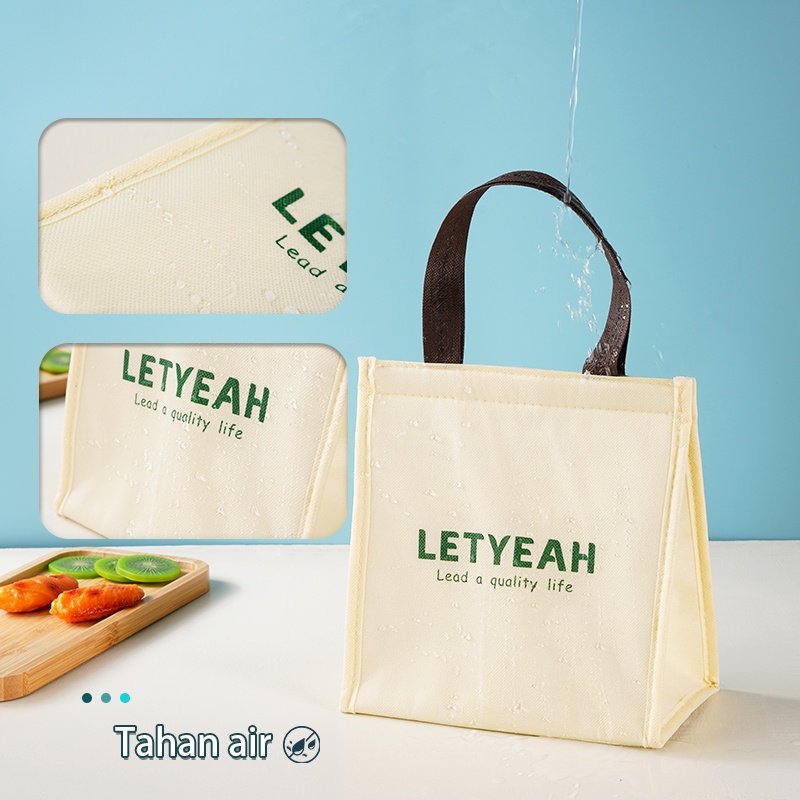 Letyeah &amp; Kaizenliving Tas Bekal Travel Sekolah Anak Lunch Bag Tas Bekal Jumbo Dewasa Tas Isolasi Makanan Anti Air