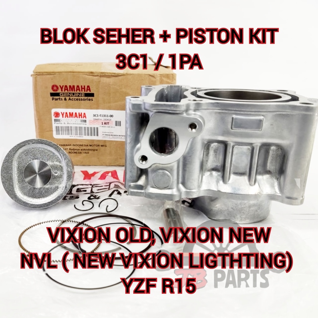 Blok seher + piston kit Vixion 150 Old New NVL Lightning YZF R15 Yamaha 1PA / 3C1 kualitas sangat ba