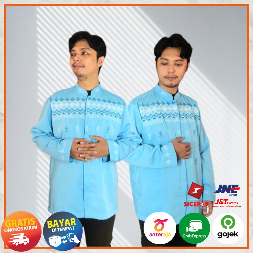 Baju Muslim Taqwa Koko Mahabbah Pria Dewasa Lengan Panjang Ukuran L dan XL Bahan Katun Adem Motif Bordir