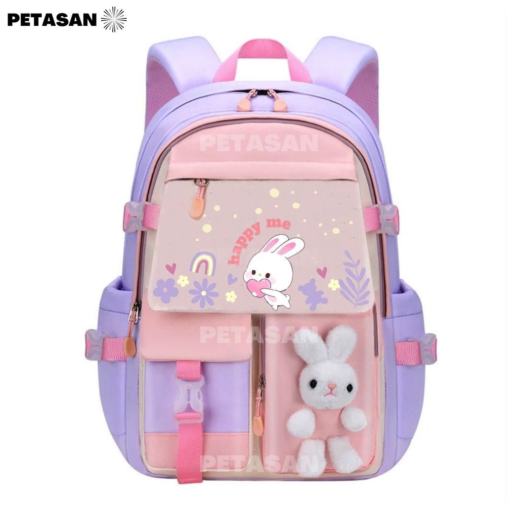 PTS - Tas Ransel Anak Sekolah - Tas Anak Ransel Sekolah SD ABG Korea rabbit BONEKA  - TAS BONEKA HAPPY ME