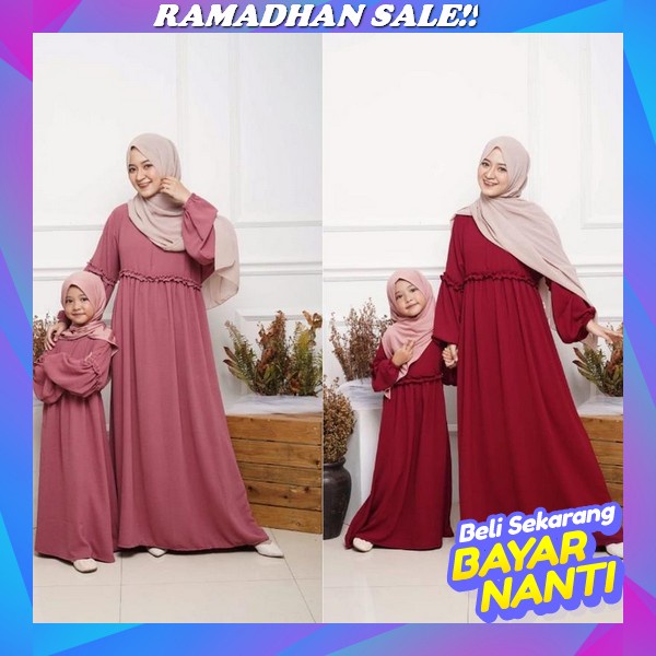 Athiya By Oribelle/Gamis Couple Ibu Dan Anak/Dress Muslim/Gamis Keluarga/Gamis Ptemium/Baju Muslim A
