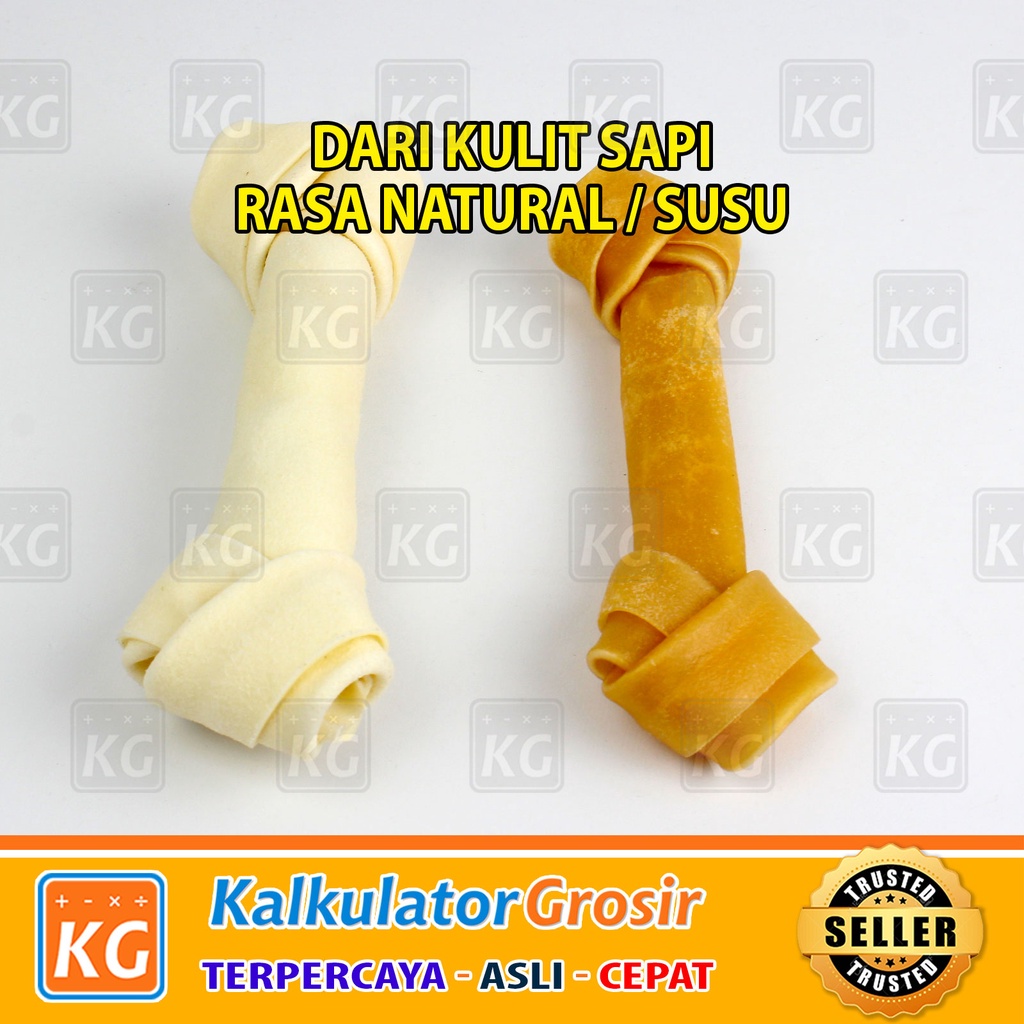 Snack Tulang-Tulangan Gigitan Anjing Gigitan Tulang Ikat 7.5&quot;-knotted bone 19cm PER PCS Natural Milk Susu Kesehatan Gigi Anak Anjing Dog Treat Kulit Sapi