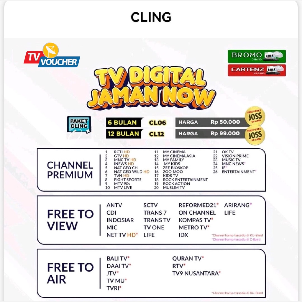 Paket Cling Kvision - Paket Receiver Kvision Bulanan